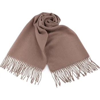 Šála Zimní šála / pléd s třásněmi 70x180 cm, velké, 2 béžová béžová světlá