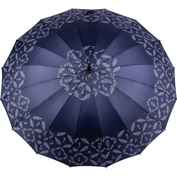 Deštník Dámský vystřelovací deštník větvičky a květy, velké, 4 modrá tmavá