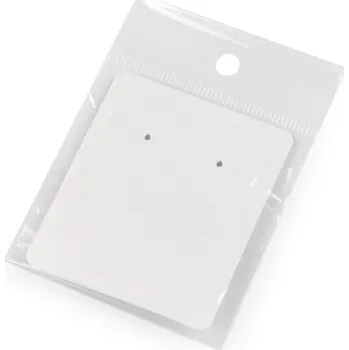 Náušnice Papírová karta na náušnice se sáčkem s eurozávěsem 5x6 cm, střední, 2 bílá