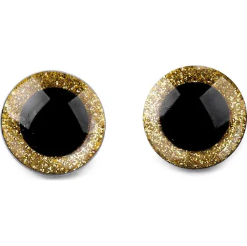 Oči glitrové s pojistkou Ø25 mm, střední, 1 zlatá