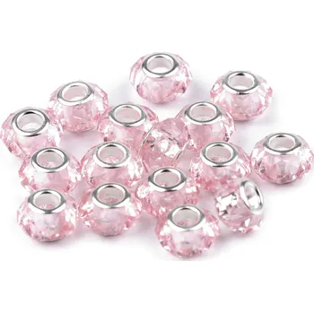 Dětské navlékací korálky Plastové korálky s ploškami s velkým průvlekem 14,5x9 mm, střední, 16 růžová nejsv.