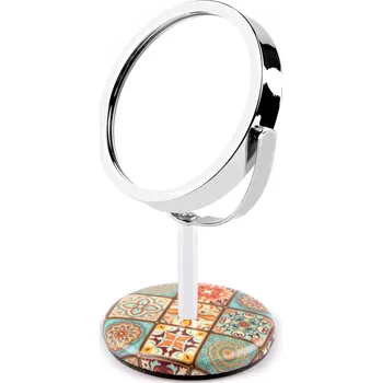 Kosmetické zrcátko Kosmetické zrcátko stolní mandaly s broušenými kamínky, velké, 4 mint lososová