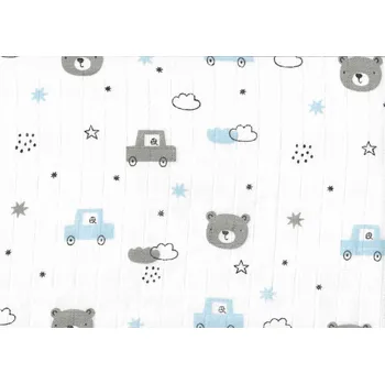 Přebalování Plena látková 70x70cm, 5ks/bal - potisk autíčko a medvídek