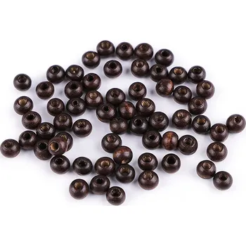 Dětské navlékací korálky Dřevěné korálky Ø6 mm, velké, 3 hnědá tmavá