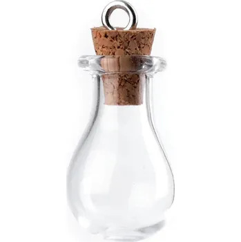 Vánoční dekorace Skleněná lahvička s korkem srdce, hvězda, baňka, velké, 1 transparent baňka