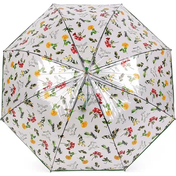 Deštník Dámský / dívčí průhledný vystřelovací deštník luční květy, střední, 2 zelená