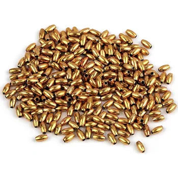 Dětské navlékací korálky Plastové voskové korálky / perly Glance rýže 3x6 mm, velké, 9 zlatá stř.