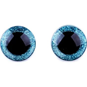 Oči glitrové s pojistkou Ø25 mm, střední, 4 modrá