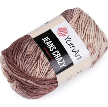 Příze Pletací příze Jeans Crazy 50 g, střední, 7 (8201) béžová tm. béžová světlá