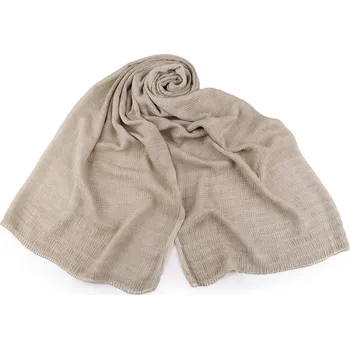 Šátek / šála bavlna / PES mačkaný efekt 70x185 cm, velké, 1 béžová světlá