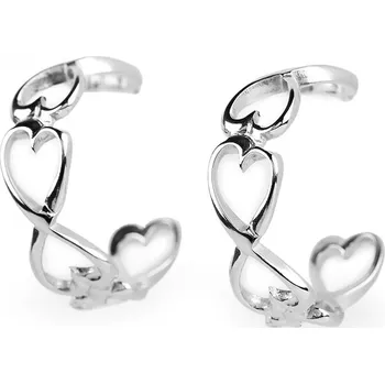 Náramek Náušnice z nerezové oceli kruhy, střední, 3 stříbrná srdce