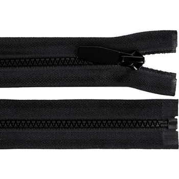Zip Kostěný zip No 5 délka 60 cm kulaté zoubky, s ozdobným jezdcem, střední, 322 černá