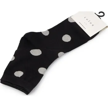 Dámské ponožky Dámské / dívčí bavlněné ponožky, velké, 5 černá puntíky