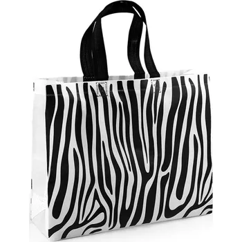 Nákupní taška Taška z laminované netkané textilie 31x26 cm, střední, 2 bílá zebra
