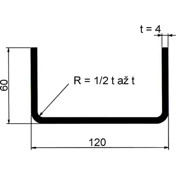 Stavební profil Jekl otevřený U 120×60×4 mm – 6 m