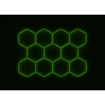 LED panel Kompletní LED hexagonové svítidlo zelené, rozměr: 11 elementů 336 x 238 cm