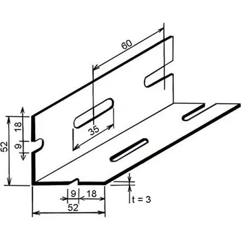 Stavební profil Profil L 52×52×3 mm děrovaný – 6 m
