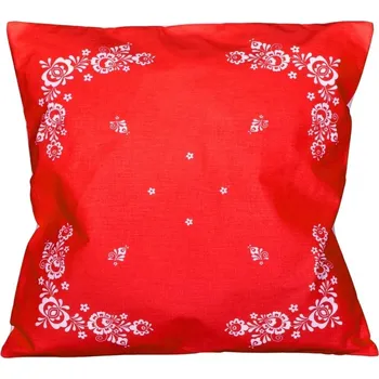 Povlak na dekorativní polštářek Forbyt Povlak bavlna Folk podklad červený 38x38 cm