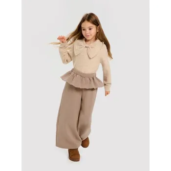 Oblečení a móda Sinsay - Široké tepláky s ozdobným volánem - hnědá - 644AS-88X - 644AS-88X-140