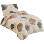 Jahu Povlečení mikroflanel Kruhy hnědé 140x200, 70x90 cm