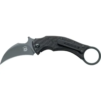 kapesní nůž FOX Black Bird, kapesní zavírací nůž karambit s klipem, Carbon Fiber FX-591 TiCB