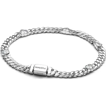 Náramek Náramek PANDORA Srdce na kubánském řetízku 18 cm 594226C01-18