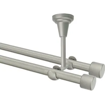 Garnýž Garnýž kovová dvouřadá 16mm Pullo double stříbrná mat 110 cm (do stropu / na tunýlek - bez kroužků)