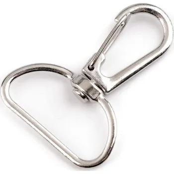 Kovová karabina otočná, průvlek 25 mm, střední, nikl