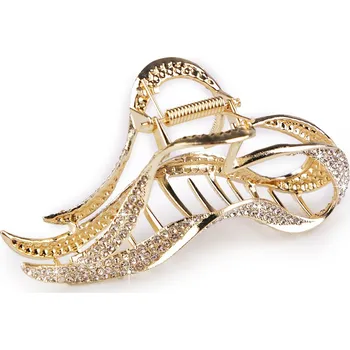 Náramek Skřipec do vlasů kovový s broušenými kamínky, střední, 2 zlatá sv.