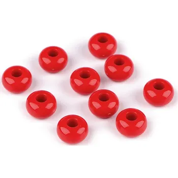 Dětské navlékací korálky Plastové korálky s velkým průvlekem Ø15 mm dekorační, velké, 4 červená