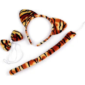 Karnevalový kostým Karnevalová sada - kočka, dalmatin, myška, tygr, střední, 5 oranžová tmavá tygr