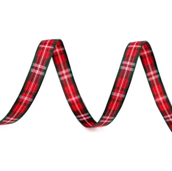 Stuha Károvaná stuha šíře 10 mm, střední, 4 zelená jedle