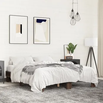 Postel zahrada-XL Rám postele hnědý dub 150 x 200 cm kompozitní dřevo a kov 3280236