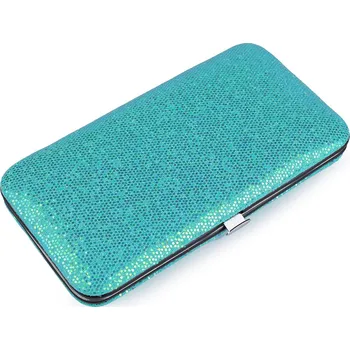 Manikúra v pouzdře s glitry, střední, 3 tyrkysová