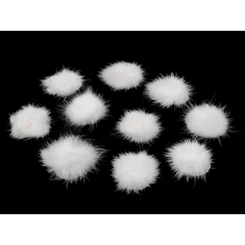 Aplikace kožešinová bambulka Ø3 cm, střední, 1 bílá