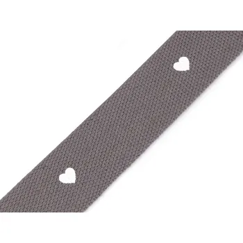 Popruh srdce šíře 38 mm, střední, 3 šedá bílá