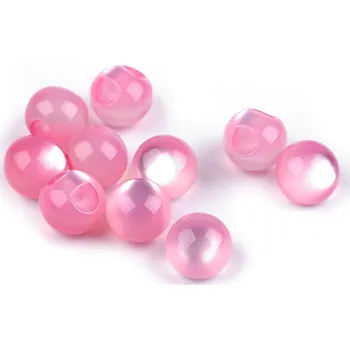Knoflík Perla k našití / knoflík kočičí oko Ø10 mm, střední, 2 růžová sv.