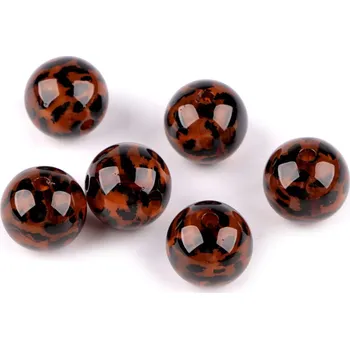 Dětské navlékací korálky Plastové korálky leopardí vzor Ø16 mm, střední, 3 hnědá