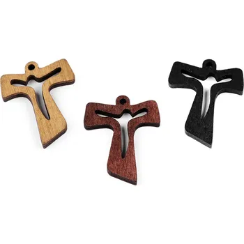 Přívěsek Dřevěný přívěsek křížek 30x38 mm, velké, mix variant