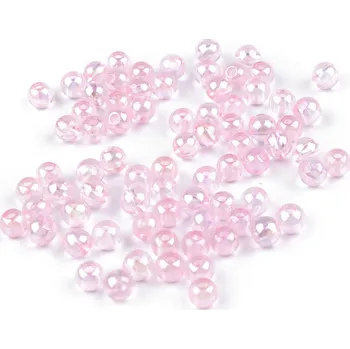 Dětské navlékací korálky Plastové korálky duhové Ø6 mm, střední, 3 růžová sv.