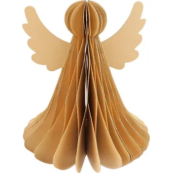 Vánoční dekorace Papírový skládací anděl k zavěšení 15 cm, střední, 2 přírodní stř. zlatá