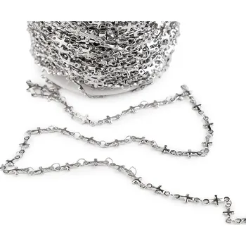 Řetízek Řetízek z nerezové oceli křížek 4 a 5 mm metráž, střední, 1 (4 mm) platina