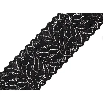 Galanterie Elastická krajka / vsadka šíře 80 mm, střední, 3 černá