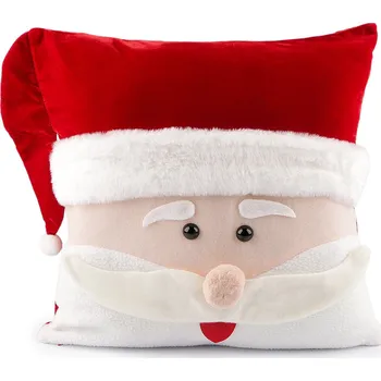 Vánoční dekorace Vánoční plyšový povlak na polštář sněhulák 43x43 cm, střední, 3 bílo červená Santa