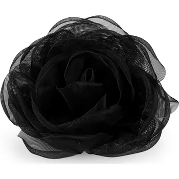 Náramek Brož organzový květ Ø8 cm, střední, 6 černá