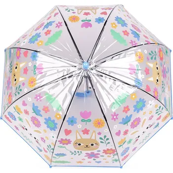 Deštník Dětský průhledný vystřelovací deštník, velké, 4 modrá světlá