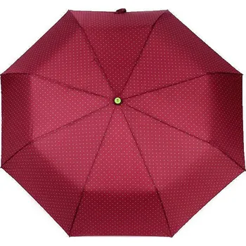 Deštník Dámský skládací vystřelovací deštník s puntíky, střední, 1 bordó sv.