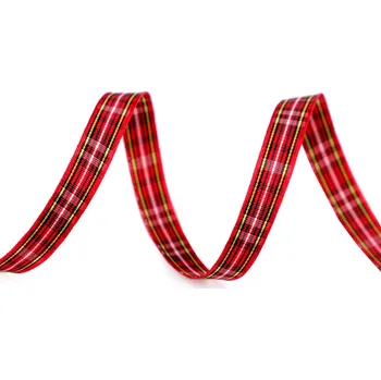 Stuha Károvaná stuha šíře 10 mm, střední, 6 červená