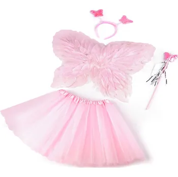 Karnevalový kostým Karnevalový kostým - víla, péřová křídla, střední, 2 růžová sv.