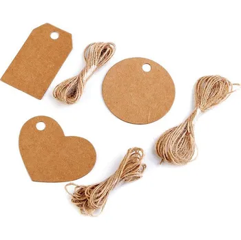 Náramek Visačka / jmenovka s jutovým provázkem srdce, kolečko, velké, mix č. 1